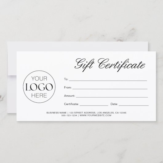 Modern Script Business Logo Cadeaucertificaat (Voorkant)