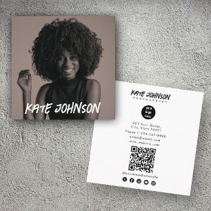 Modern Script Business Logo Fotograaf Foto Vierkante Visitekaartje
