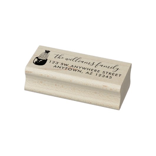 Modern Script Cactus Planter Retouradres Rubberstempel (Stempel)
