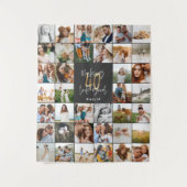 Modern script cadeau met meerdere foto's voor 40st wandkleed (Voorkant)
