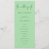Modern Script Caledon Green Wedding Programma (Voorkant)