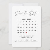 Modern Script Calendar Wedding Save the Date Kaart (Voorkant)
