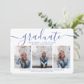 Modern Script Caliigraphy 3 Foto Afstuderen Kaart (Staand voorkant)