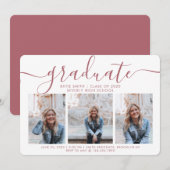 Modern Script Caliigraphy 3 Foto Afstuderen Kaart (Voorkant / Achterkant)