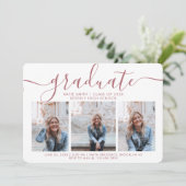 Modern Script Caliigraphy 3 Foto Afstuderen Kaart (Staand voorkant)