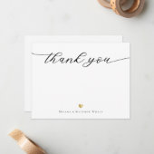 Modern Script Calligrafie Gouden bruiloft Dank u Notitiekaartje (Voorkant / Achterkant in situ)