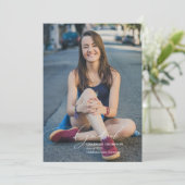 Modern Script Calligraphy Photo Afstuderen Kaart (Staand voorkant)