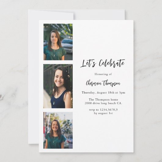 Modern Script Calligraphy Photo Afstuderen Kaart (Achterkant)