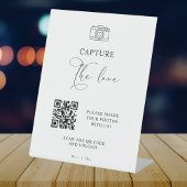 Modern Script Capture The Love QR-code Bruiloft Reclamebord Met Voetstuk