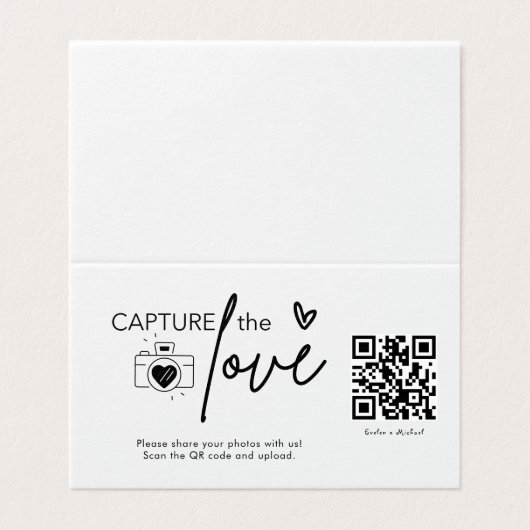 Modern Script Capture The Love QR-code Gevouwen Ka Kaart (Buitenkant ongevouwen)