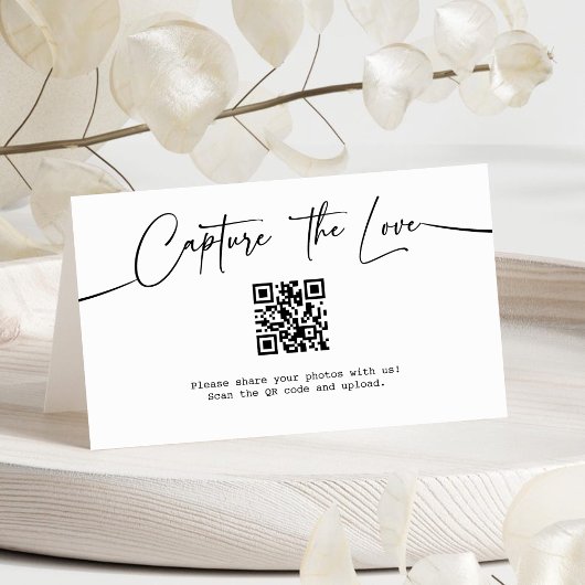 Modern Script Capture The Love QR-code Gevouwen Ka Kaart