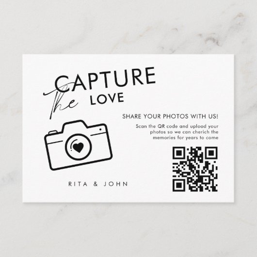 Modern Script Capture The Love QR-code Informatiekaartje (Voorkant)