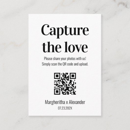 Modern Script Capture The Love QR-code Informatiekaartje (Voorkant)