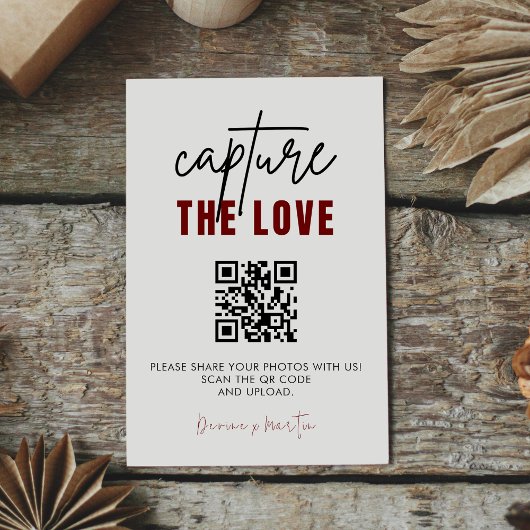 Modern Script Capture The Love QR-code Informatiekaartje