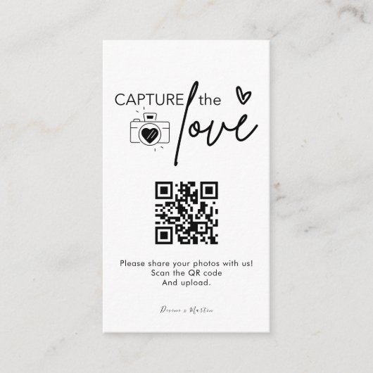 Modern Script Capture The Love QR-code  Informatiekaartje (Voorkant)