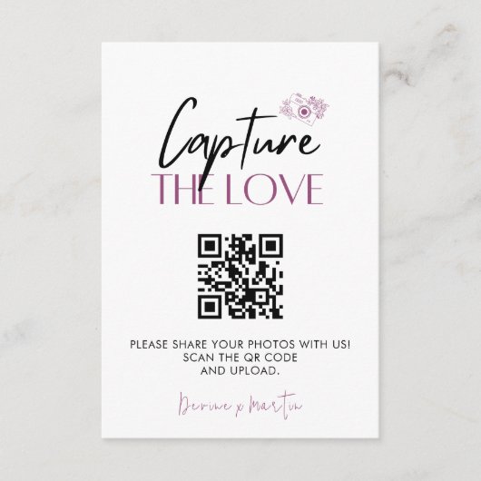 Modern Script Capture The Love QR-code Informatiekaartje (Voorkant)