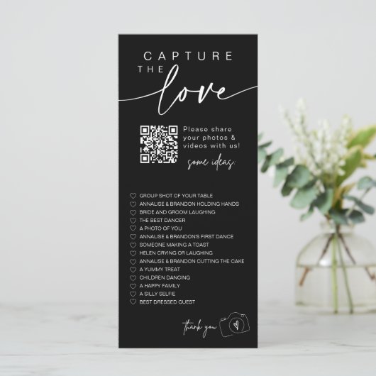 Modern Script Capture the Love QR CODE Kaart (Staand voorkant)