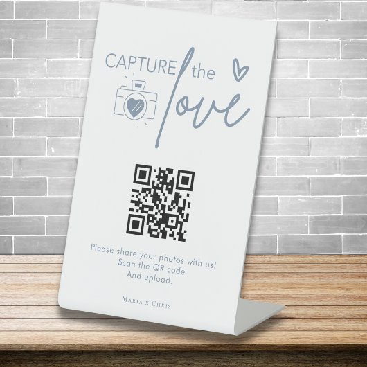 Modern Script Capture The Love QR-code Reclamebord Met Voetstuk