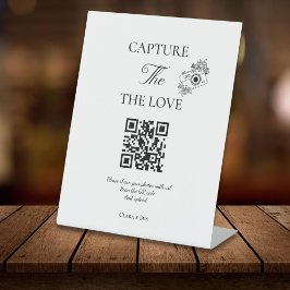 Modern Script Capture The Love QR-code Reclamebord Met Voetstuk