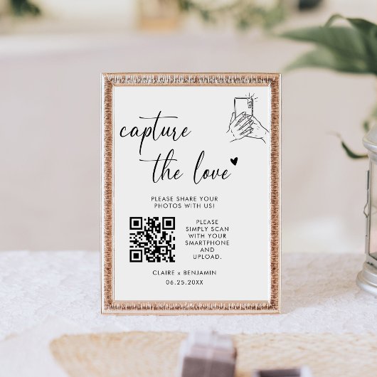 Modern Script Capture The Love QR-code Reclamebord Met Voetstuk