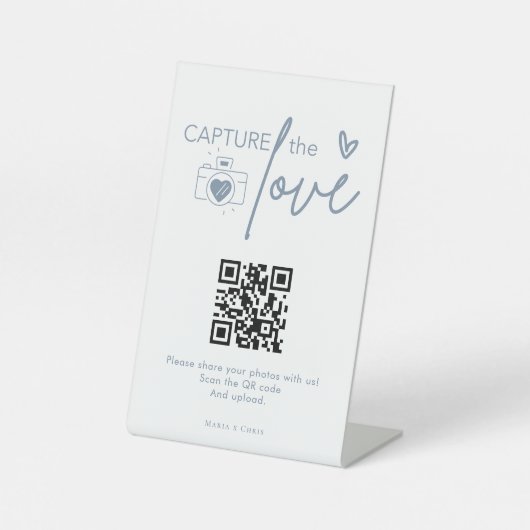 Modern Script Capture The Love QR-code Reclamebord Met Voetstuk (Voorkant)