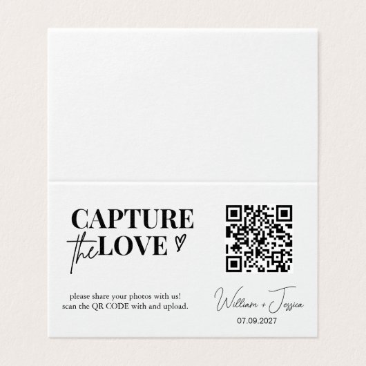 Modern Script Capture The Love QR-codekaart Kaart (Buitenkant ongevouwen)