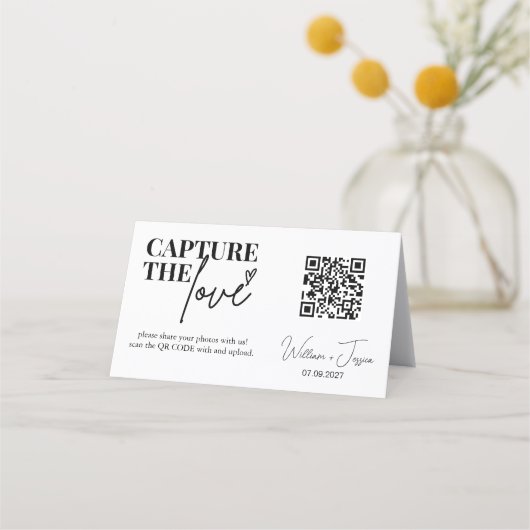 Modern Script Capture The Love QR-codekaart Klantenkaartje (Voorkant)