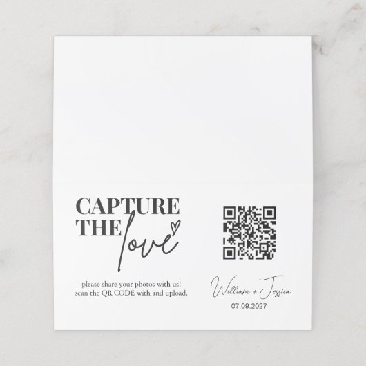 Modern Script Capture The Love QR-codekaart Klantenkaartje (Buitenkant ongevouwen)