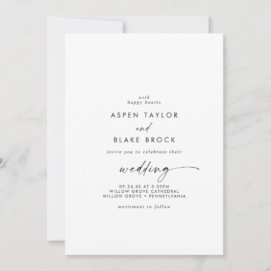 Modern script Casual couple Hosting Wedding Kaart (Voorkant)