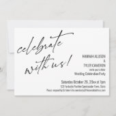 Modern Script Celebrate met US Wedding Reception Kaart (Voorkant)