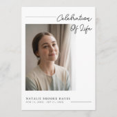 Modern Script Celebration of Life Photo Funeral Programmakaart (Voorkant)