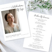 Modern Script Celebration of Life Photo Funeral Programmakaart