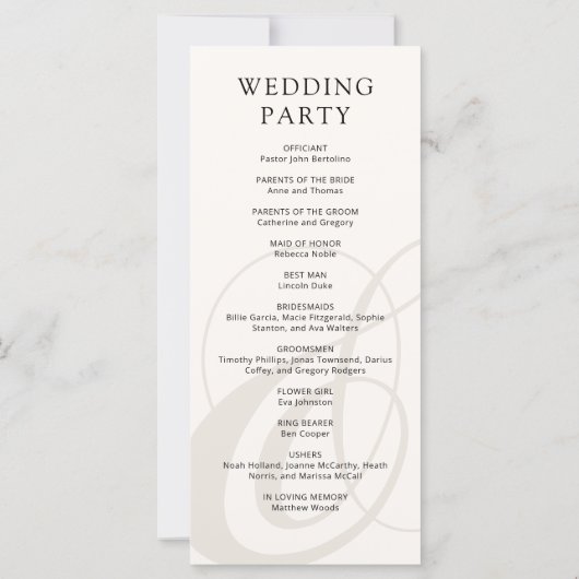 Modern Script Champagne Ampersand Wedding Program (Achterkant)