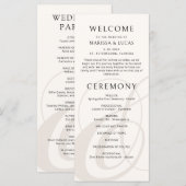 Modern Script Champagne Ampersand Wedding Program (Voorkant / Achterkant)