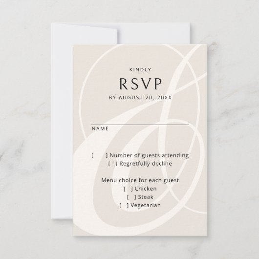 Modern Script Champagne Ampersand Wedding RSVP Kaartje (Voorkant)