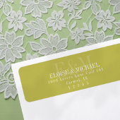 Modern Script Chartreuse Citrus Monogram Wedding Etiket