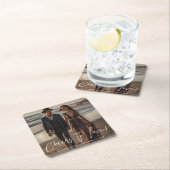 Modern Script Cheers to Love Photo Wedding Kartonnen Onderzetters (Insitu)