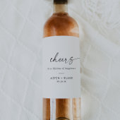 Modern Script Cheers Wedding Wine Labels Wijn Etiket