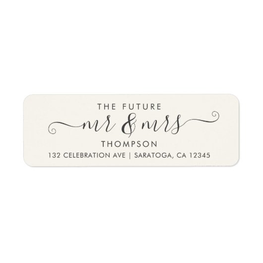 Modern Script Chic Future MR en MRS Elegant Etiket (Voorkant)
