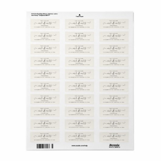 Modern Script Chic Future MR en MRS Elegant Etiket (Full Sheet)