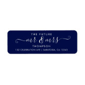 Modern Script Chic Future MR en MRS Navy Blue Etiket (Voorkant)