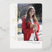 Modern Script Chic Photo Afstuderen Aankondiging (Voorkant)