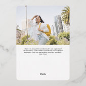 Modern Script Chic Photo Afstuderen Aankondiging (Achterkant)