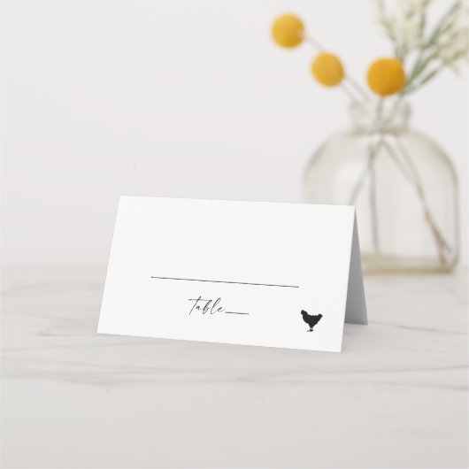 Modern Script Chicken Meal Option Folded Wedding Plaatskaartje (Voorkant)