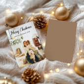 Modern Script Christmas Family Card holiday Card Feestdagenkaart