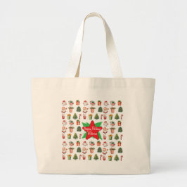 Modern script christmas tote bag rustic