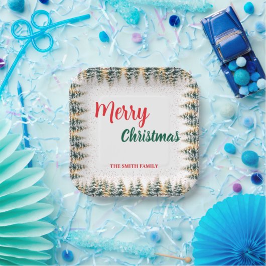 Modern Script Christmas Xmas winter pine tree fore Papieren Bordje (Feest)