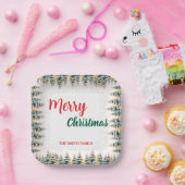 Modern Script Christmas Xmas winter pine tree fore Papieren Bordje (Feest)