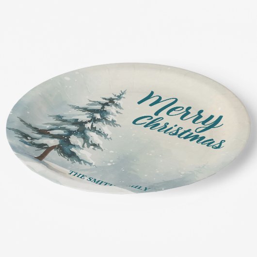 Modern Script Christmas Xmas winter pine tree fore Papieren Bordje (Gekanteld)