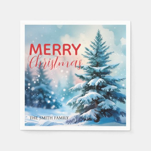 Modern Script Christmas Xmas winter pine tree fore Servet (Voorkant)